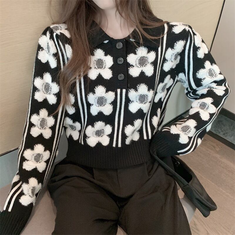 【tops】ジャカードニットセーター　M19032