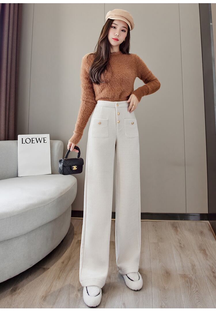 【bottoms】秋冬新作!気質満点レトロ厚手裏起毛着痩せハイウエストガウチョパンツ G4502