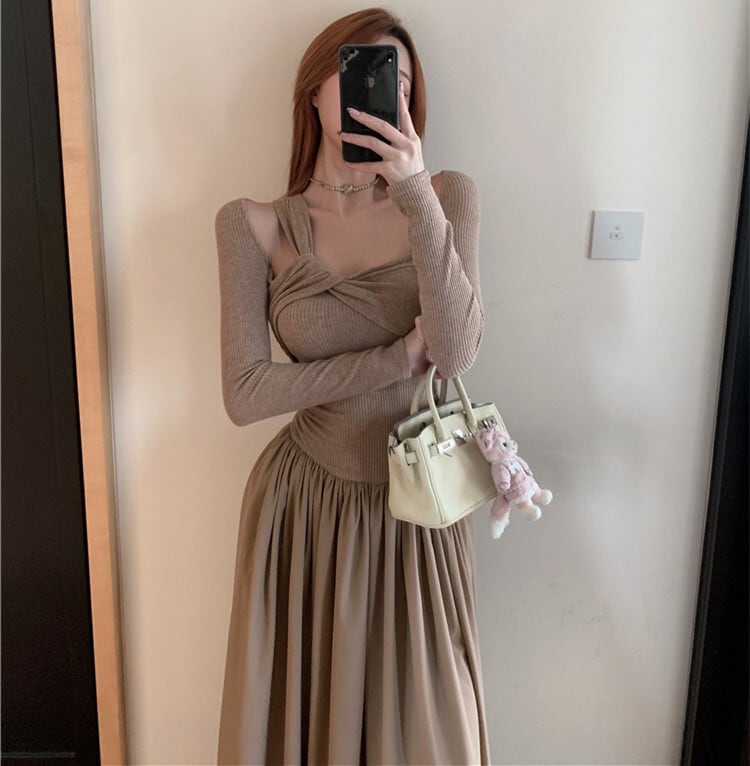【dress】ニットドッキングワンピース　M28174