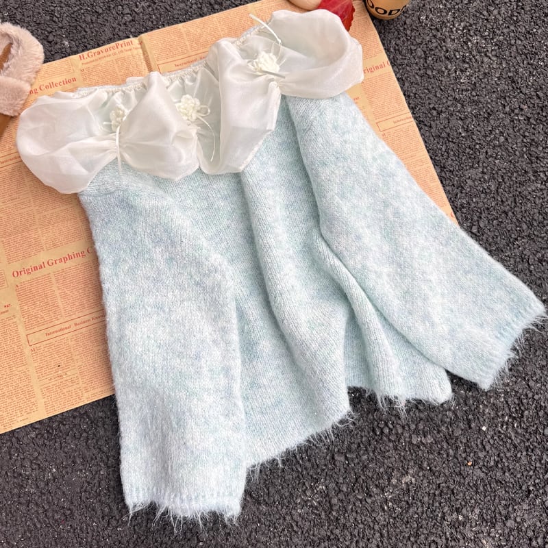 【tops】オフショルダーニットトップス Q7282