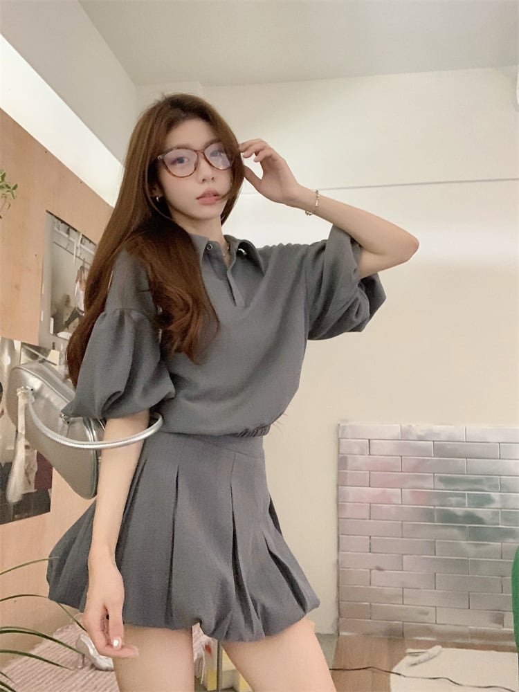 【set】POLOネックTシャツ×スカートセット　M24873