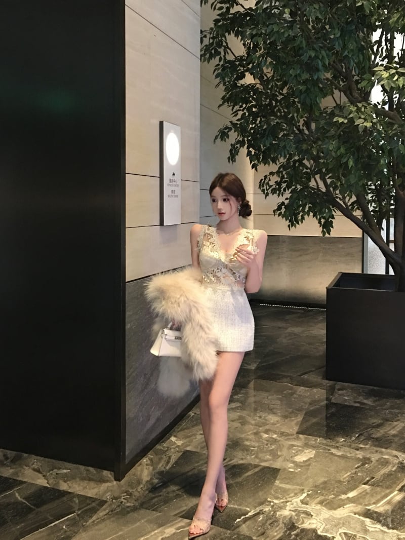 【dress】レース切り替えワンピース　M30062