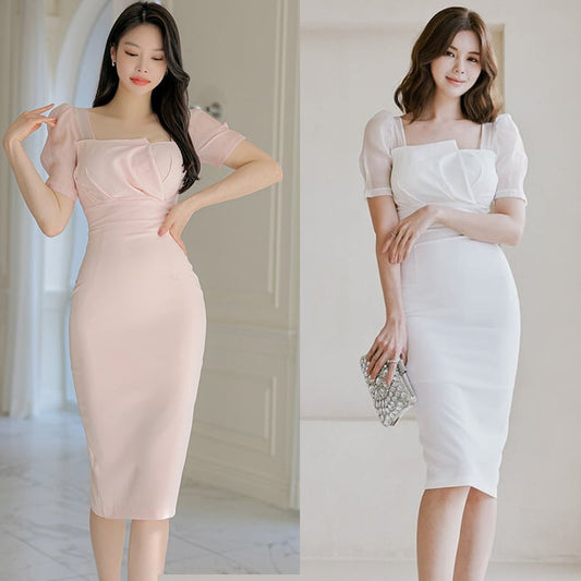 【dress】メッシュ切り替えタイトワンピース G21444