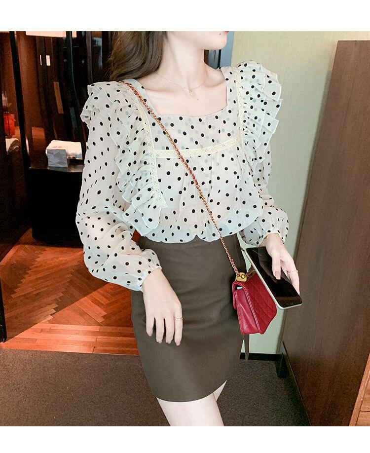 【tops】ドット柄シャツトップス　M28606