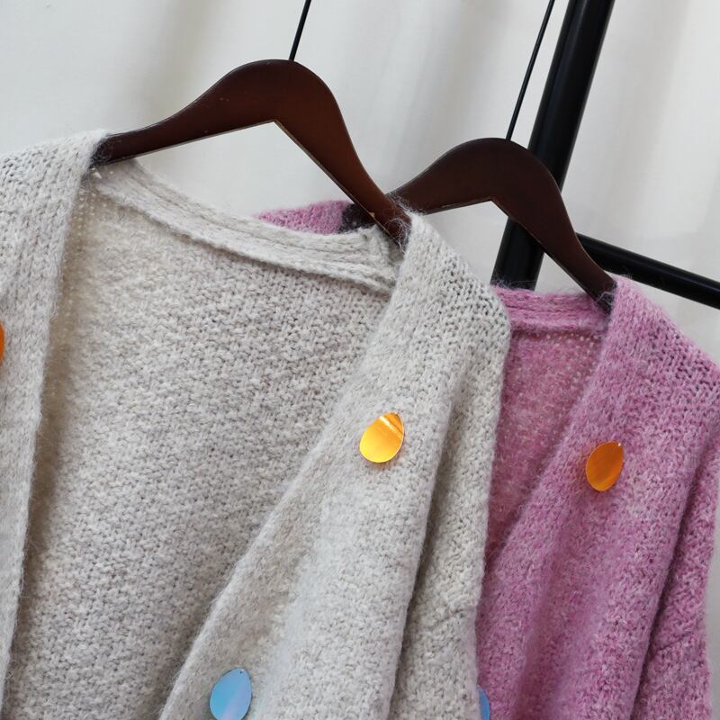 【outer】スパンコールニットカーデ　M28600