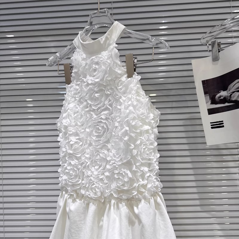 【dress】ホルターネックロングティアードワンピース Q8101