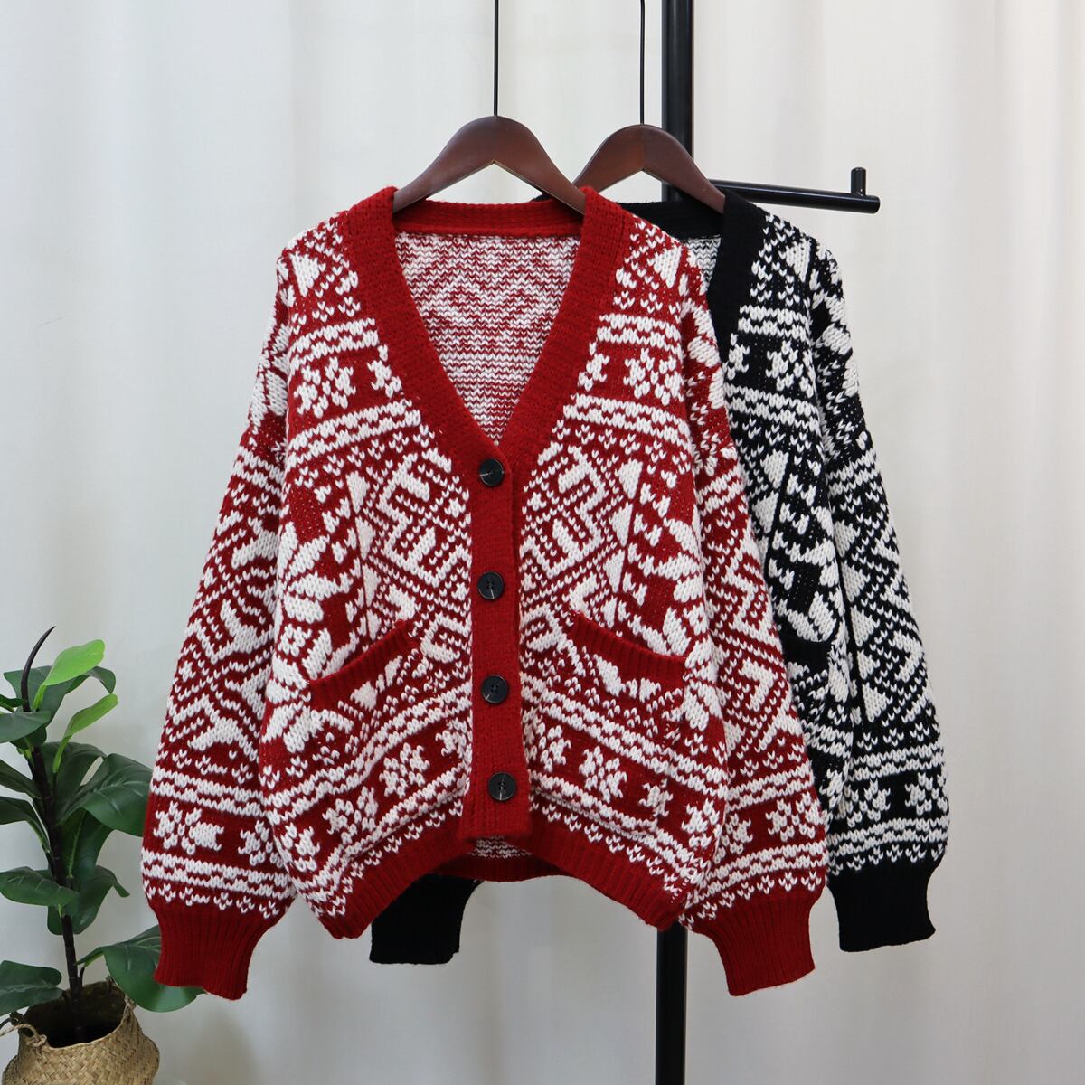 【outer】Vネックニットカーデ　M18420