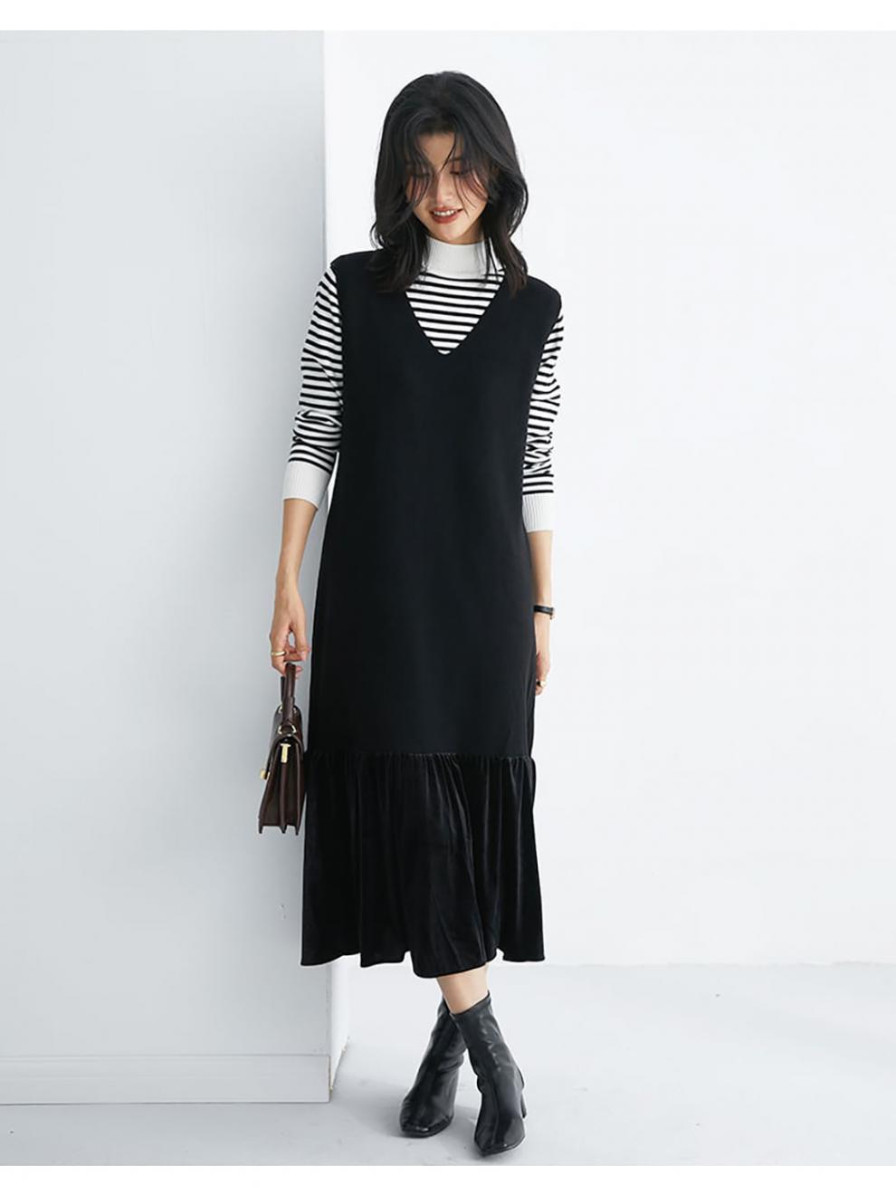 【dress】ドッキングノースリーブワンピース　N2900