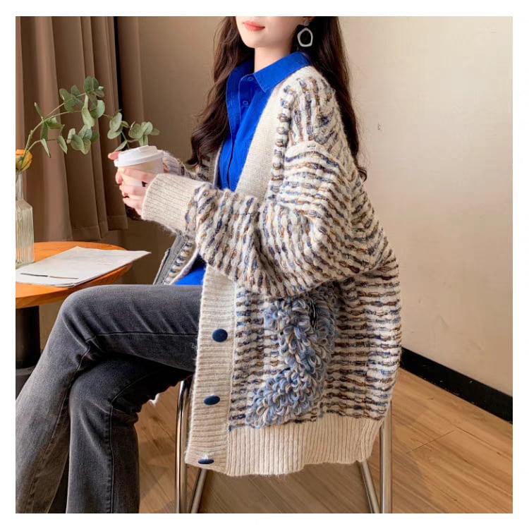【outer】Vネックニットカーデ　M25755