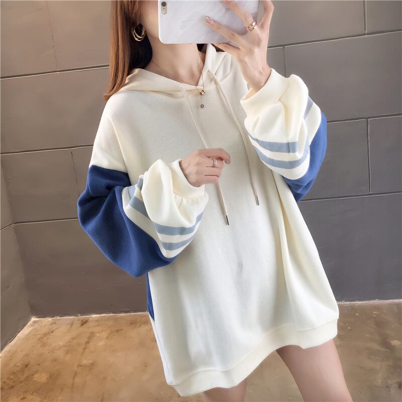 【tops】必ず目を引くフード付き長袖配色秋新作3色カジュアルゆったり着回しパーカーF0721