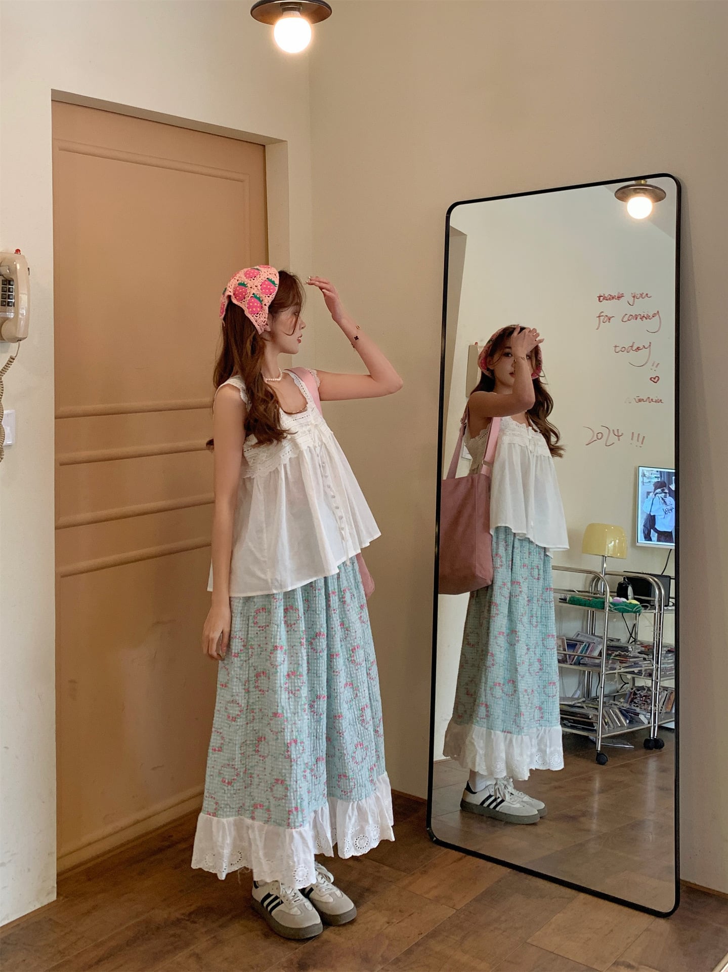 【bottoms】Aライン花柄スカートG20484