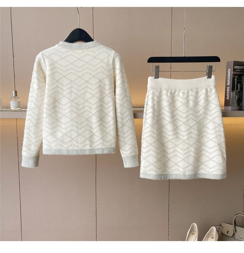 【set】ニットカーデ×スカートセット　M27641