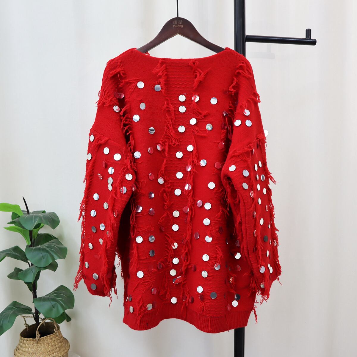 【tops】スパンコールニットセーター　M28126