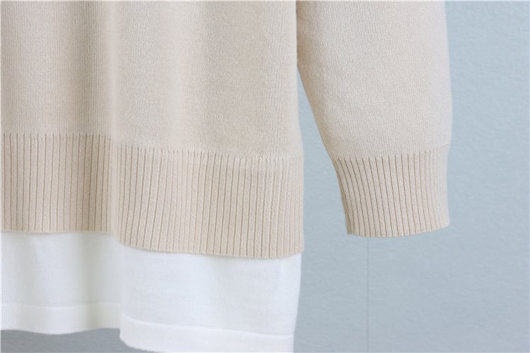 【set】ポニー刺繍ニット切り替えトップス×ワイドパンツセット    N2736