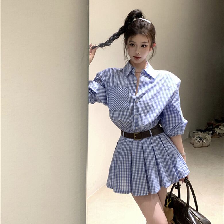 【dress】シャツワンピースベルト付き　M29531
