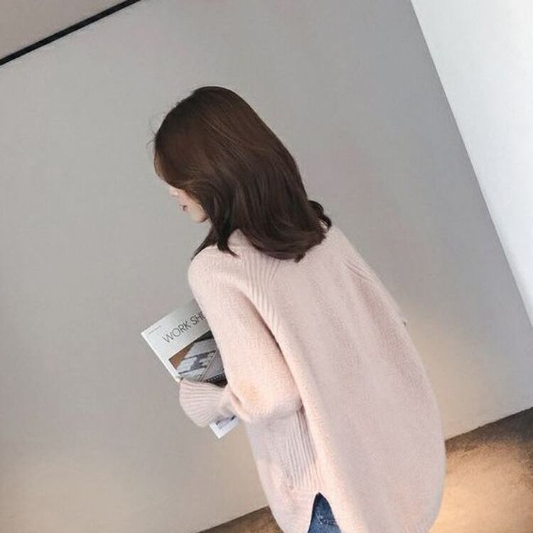 【tops】オシャレ度満点〜秋新作ラウンドネック長袖不規則無地ゆったり着回しニットセーターF0841