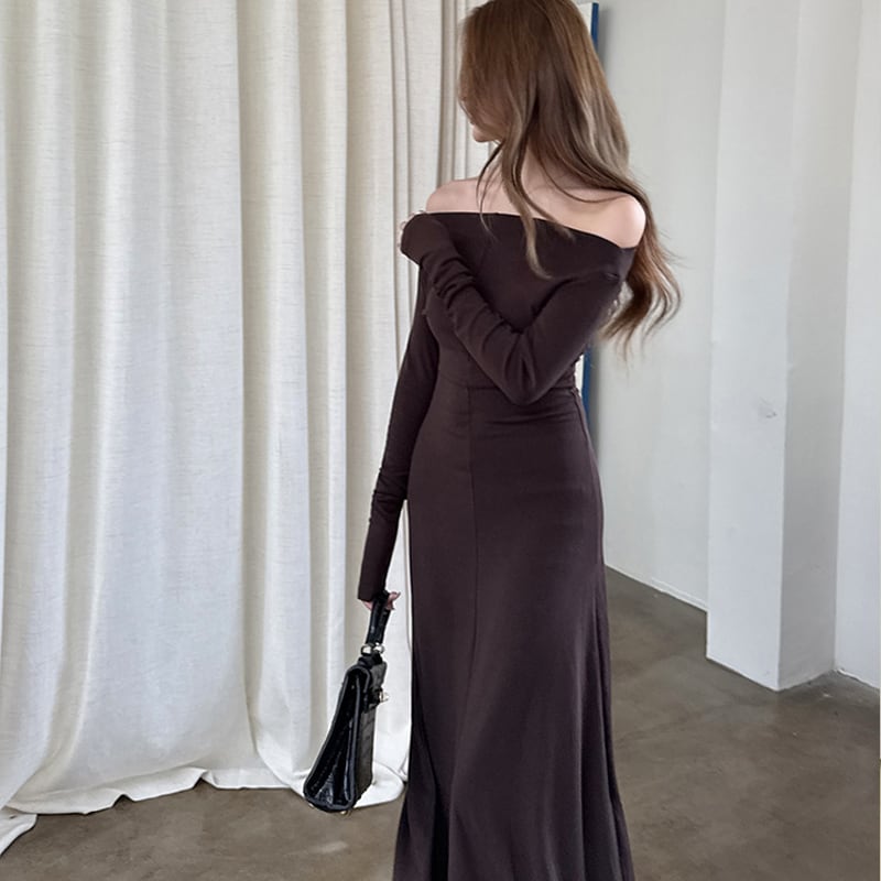 【dress】オフショルロングワンピース Q6924