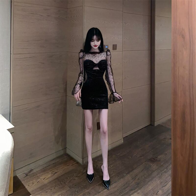 【dress】チュールコンビワンピース　M28830