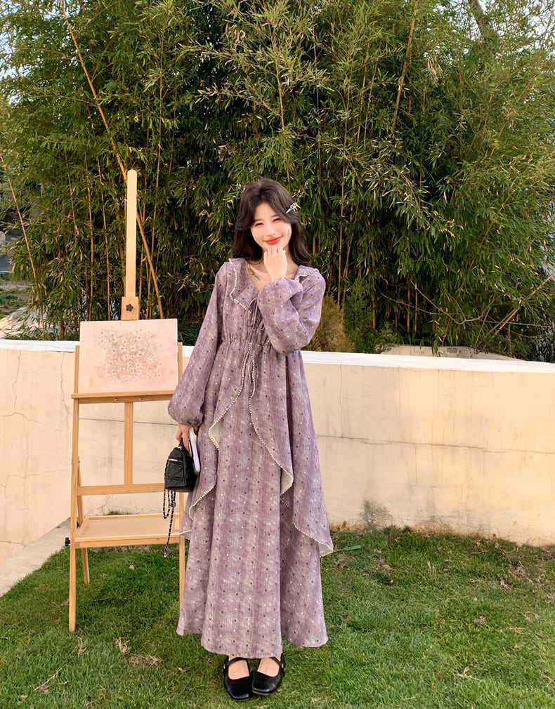 【dress】フレアロングワンピース Q8221
