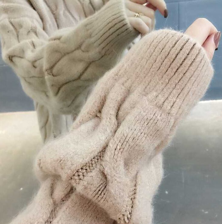 【tops】女性力を高める〜ラウンドネック長袖スウィートファッションニットセーターW0374