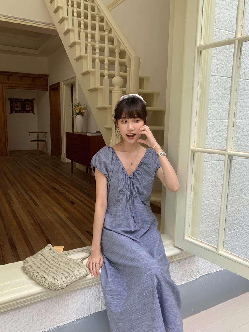 【dress】Vネックワンピース　M24642