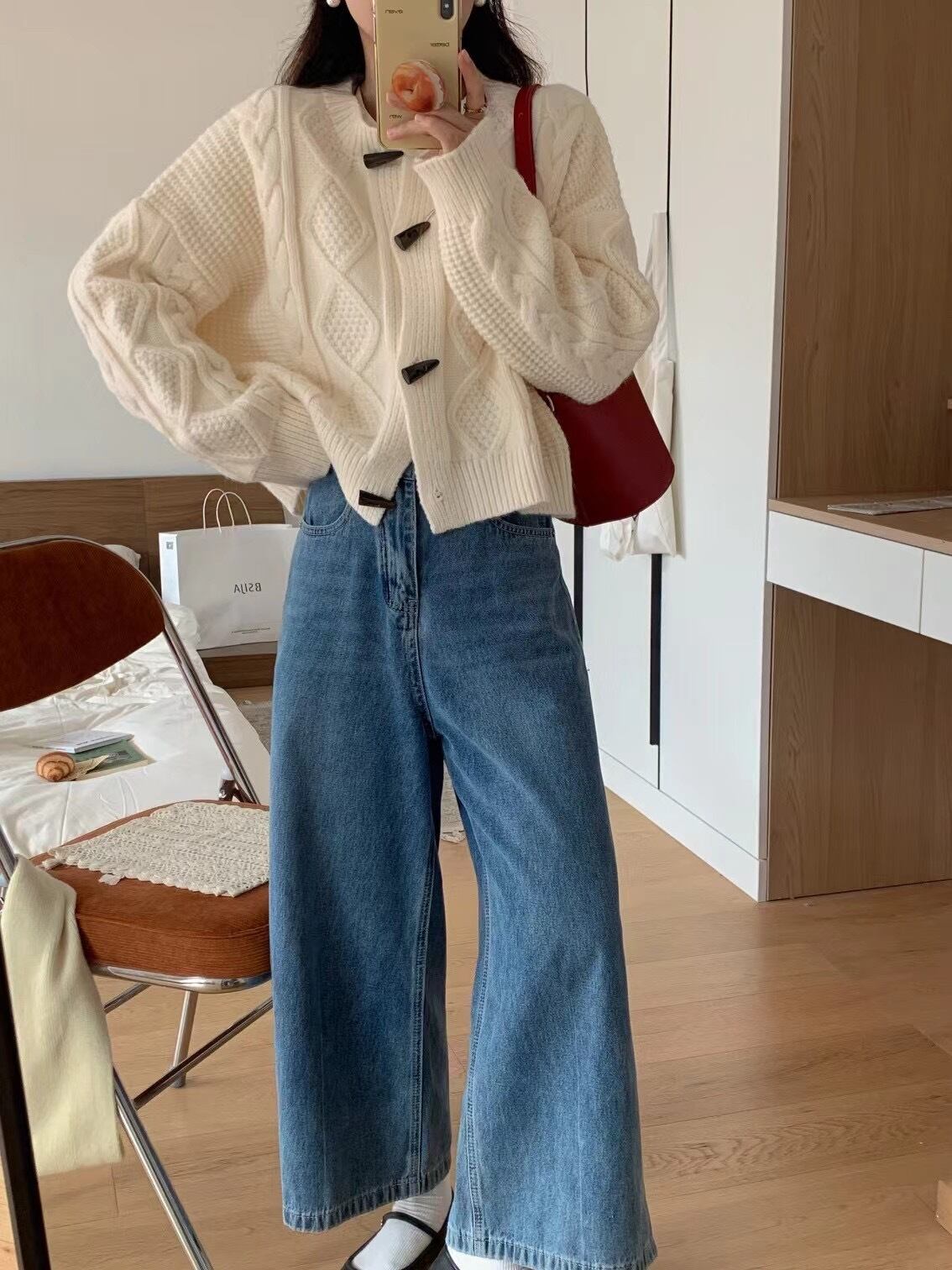 【outer】クルーネックニットカーデ　M19107