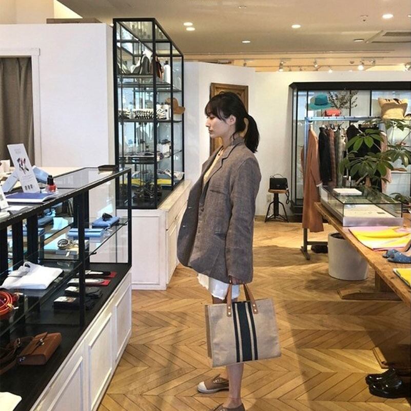 【小物】 韓国系 ファッションストライプ柄OL通勤シンプルINS風大容量リュック  G1914