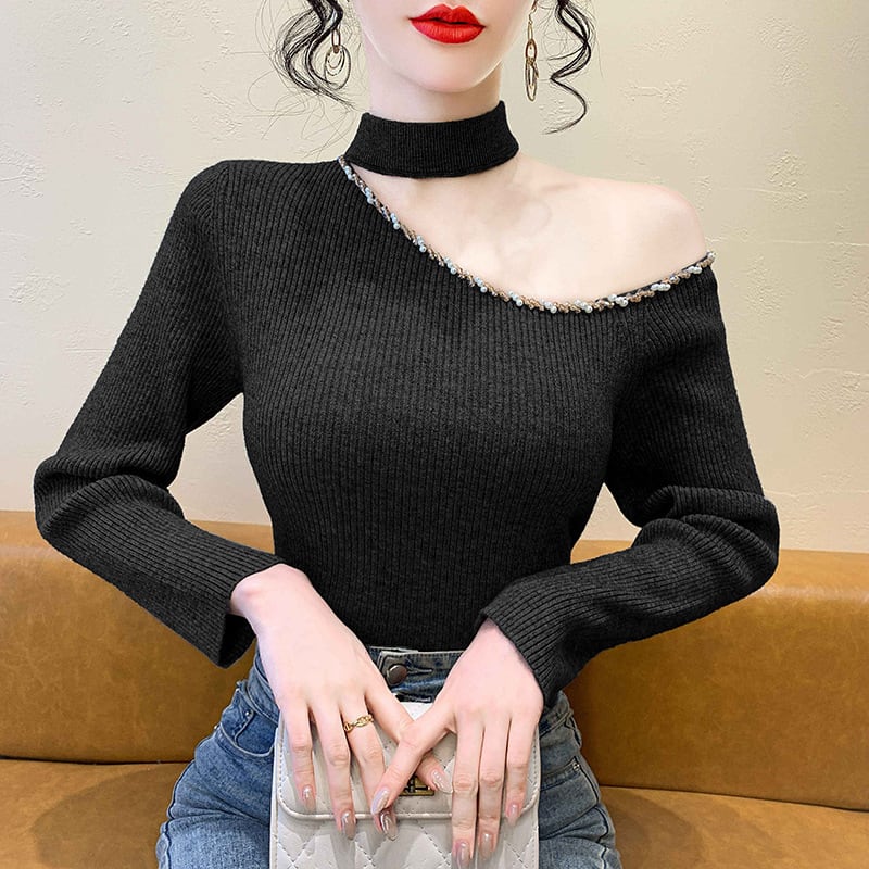 【tops】オフショルダーニットトップス　M27516