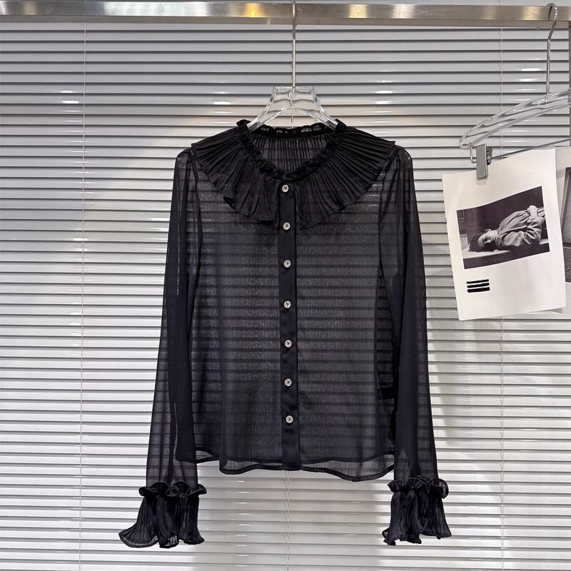 【tops】ピーターパンカラーシフォントップス Q8161