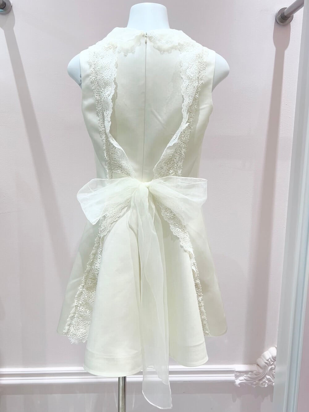【dress】バックリボンレースドッキングミニワンピース　N3535
