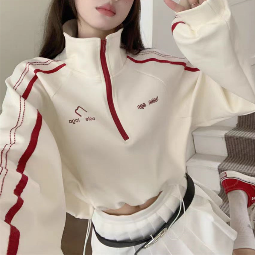 【tops】スタンドネック長袖パーカーG22696