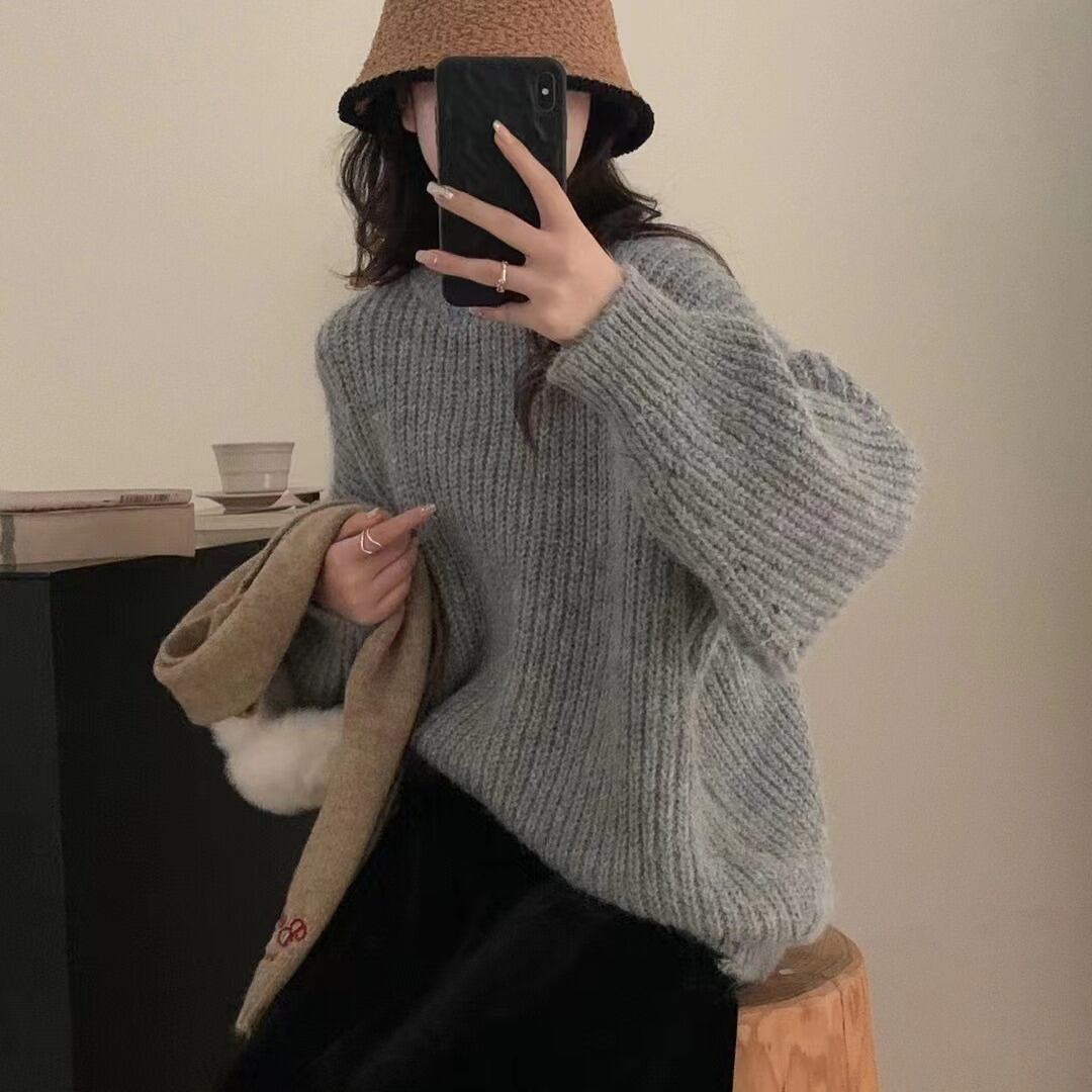 【tops】クルーネックニットセーター　M19008