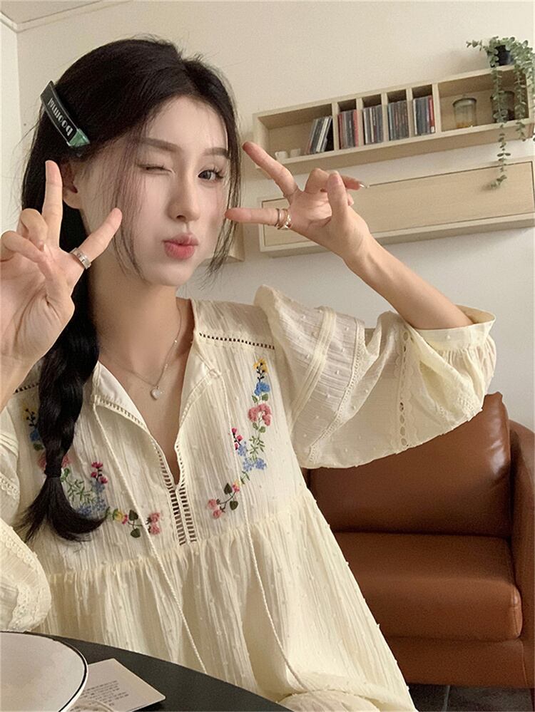 【dress】ランタンスリーブ花柄ワンピース G20348