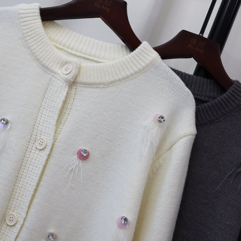 【outer】クルーネックニットカーデ　M25528