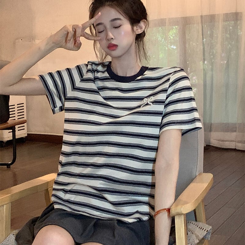 【tops】ボーダー柄Tシャツ　M25136