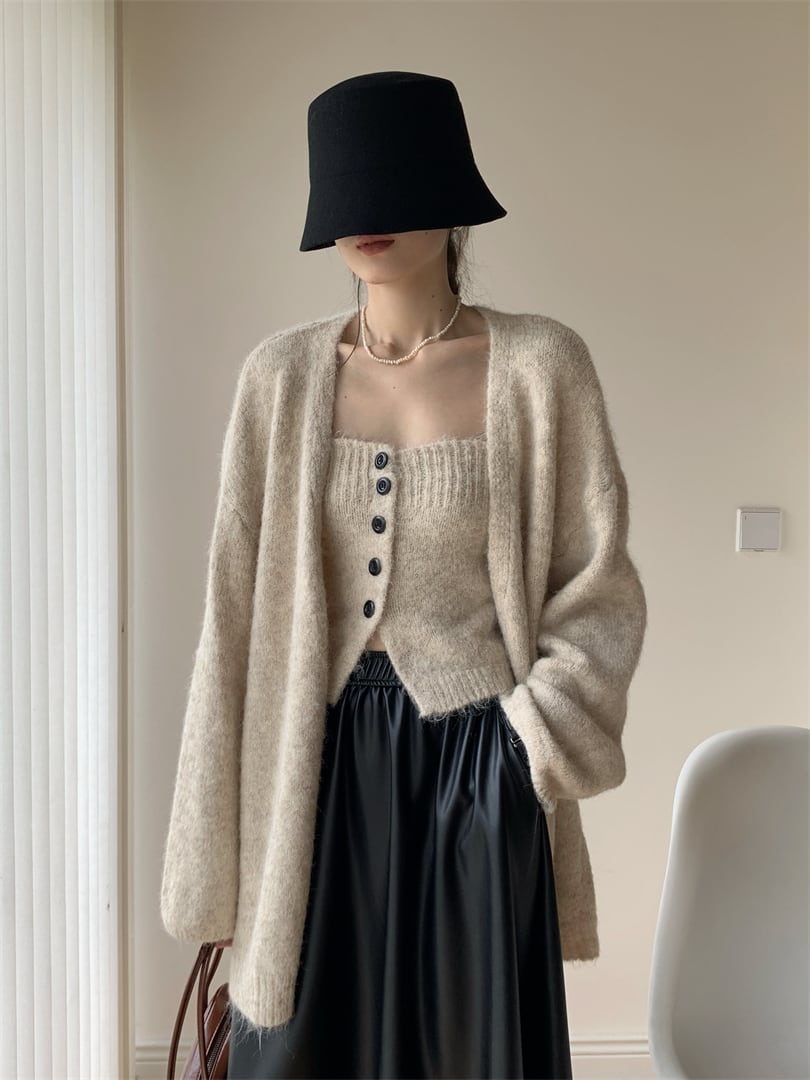 【set】ニットベアトップ×カーディガンセット　M26758