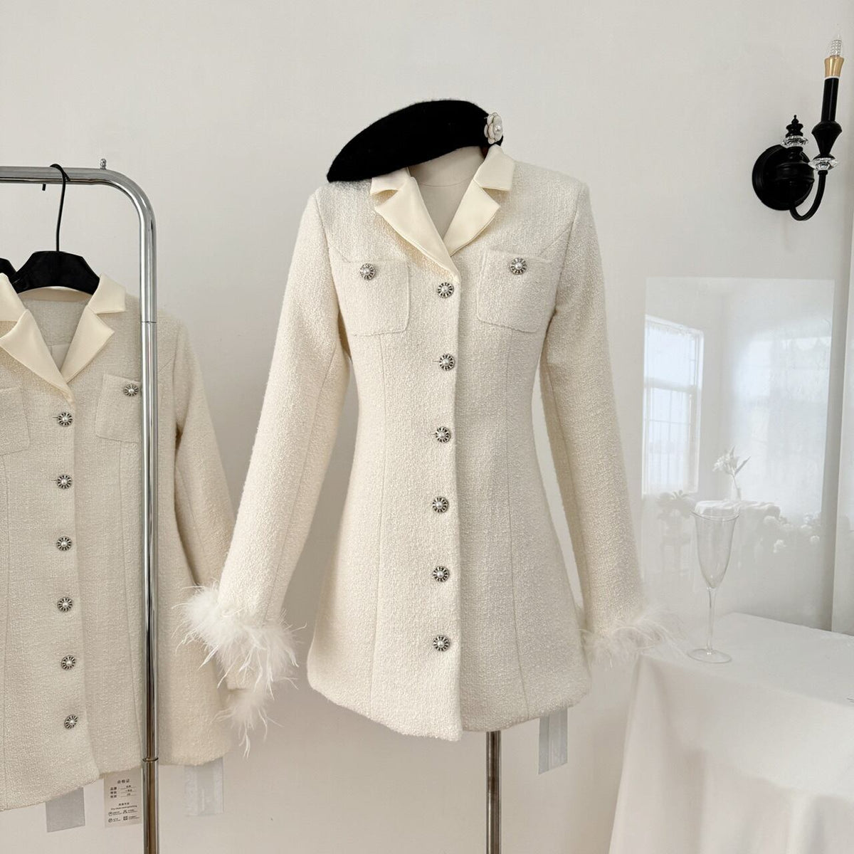 【outer】ファーツイードコート　M27354