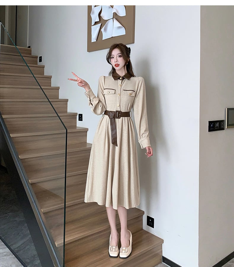 【dress】折り襟デートワンピース　M18659