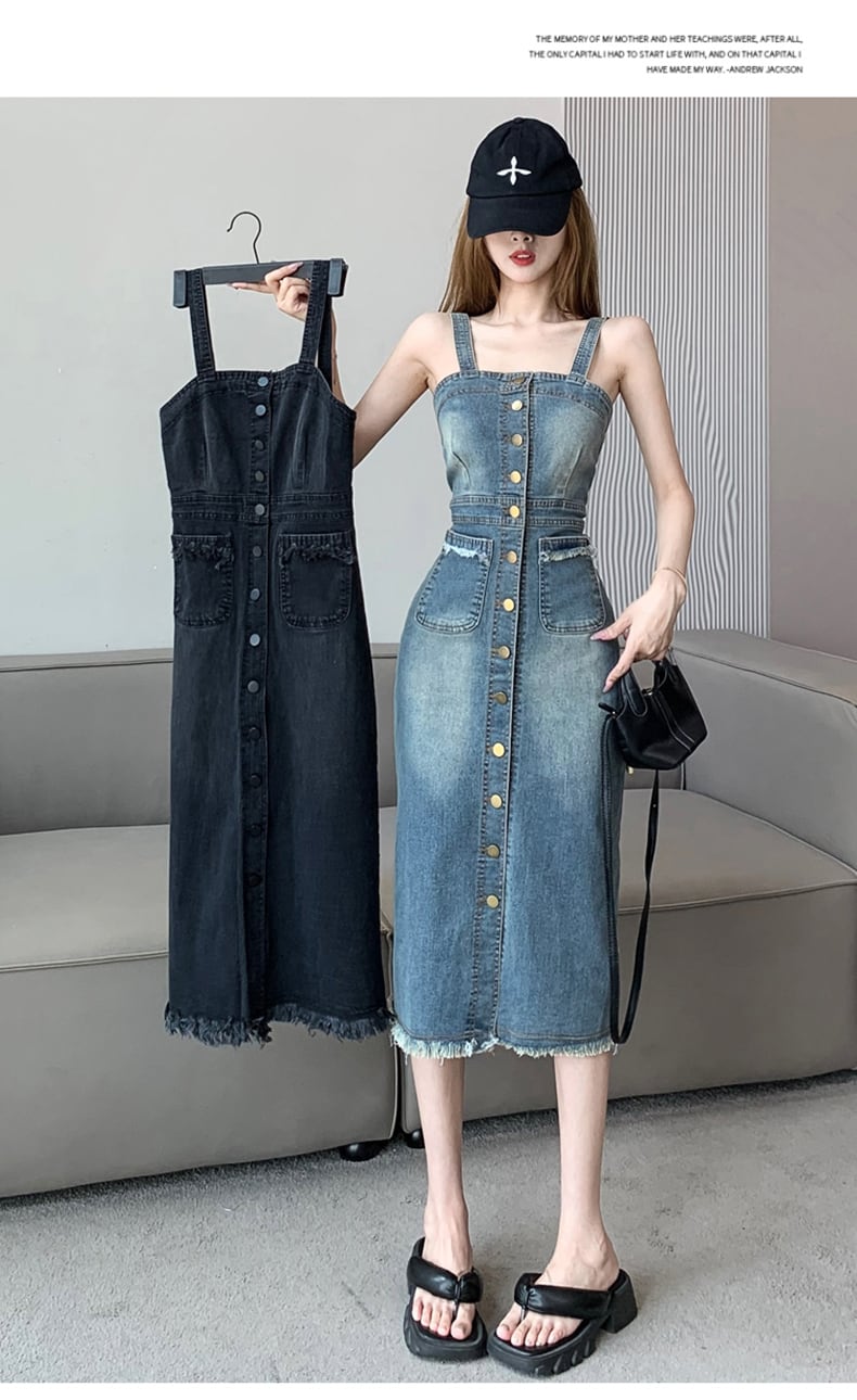 【dress】デニムサロペットワンピース　M24636
