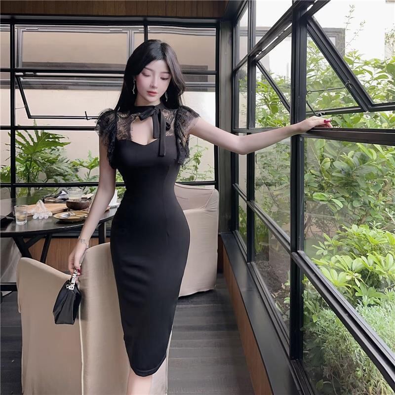 【dress】レース切り替えノースリーブワンピース G21393