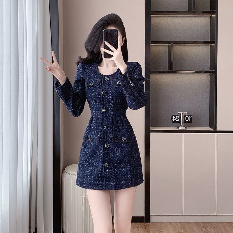 【dress】ツイードチェック柄ワンピース　M27658