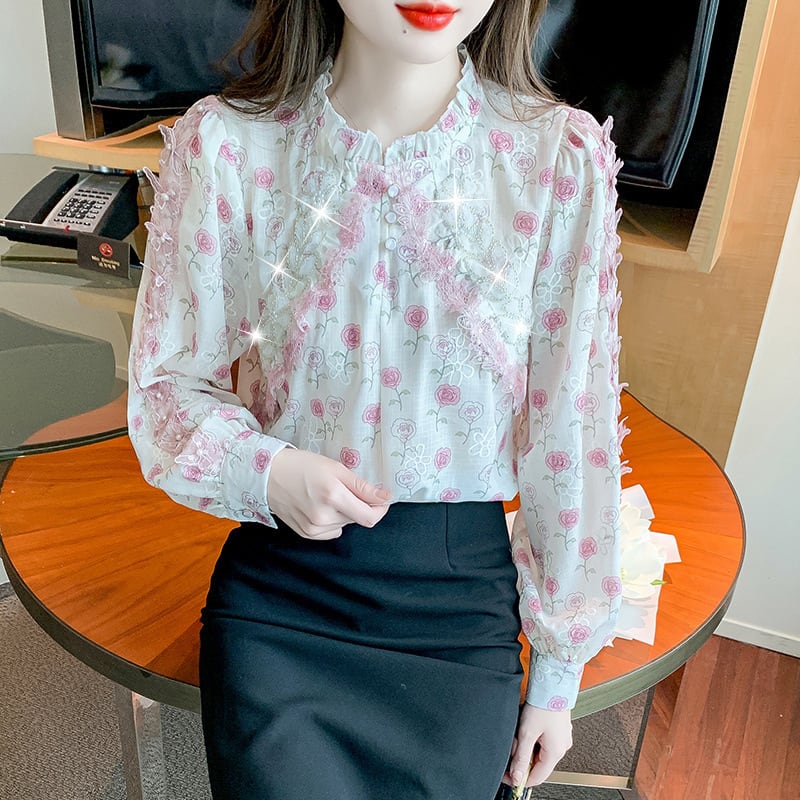 【tops】花柄シャツトップス　M28877