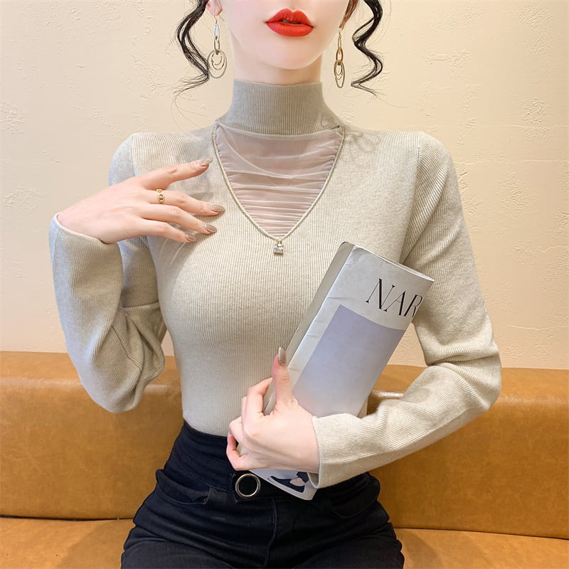 【tops】チュールドッキングニットトップス　M27626