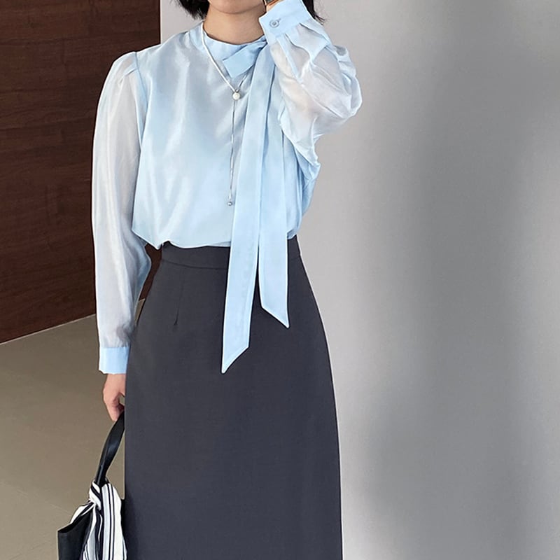 【tops】リボン付きテンセルトップス Q8322