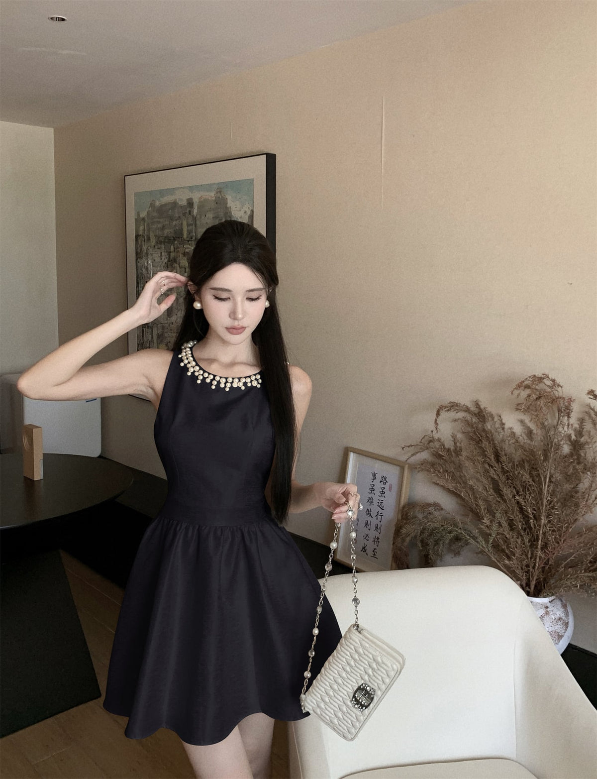 【dress】ノースリーブパールワンピース　M24545