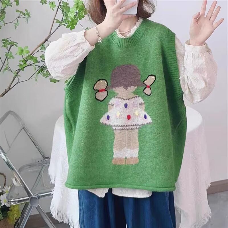 【tops】カートゥーンニットベスト　M18831