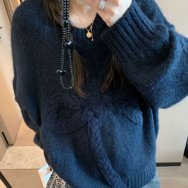 【tops】リボンニットトップス Q7243