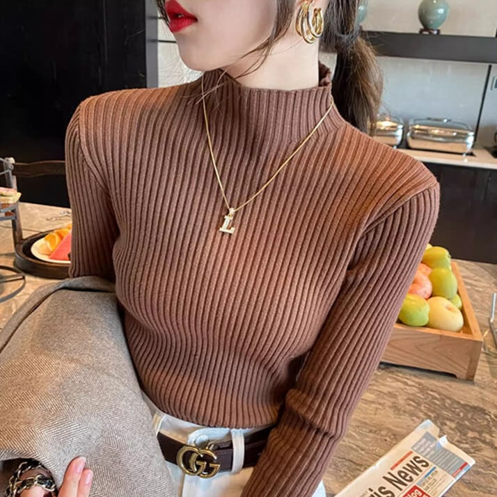 【tops】無地ニットトップス　M26788