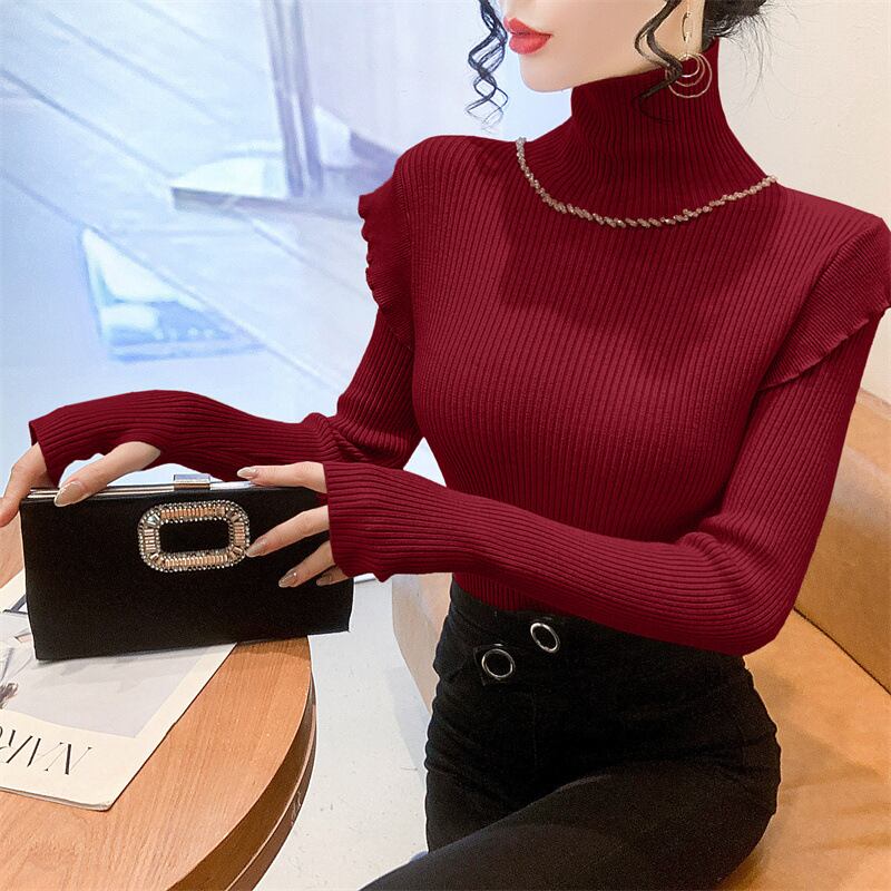 【tops】フリルニットトップス　M27693