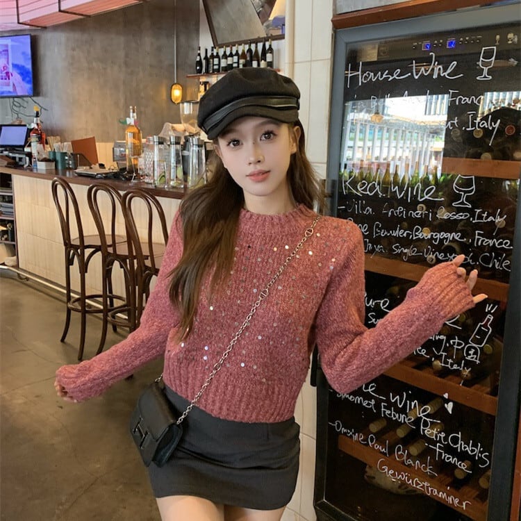 【tops】スパンコールニットセーター　M27848